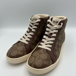 Coach Brown and Cream Patterned High-Tops
